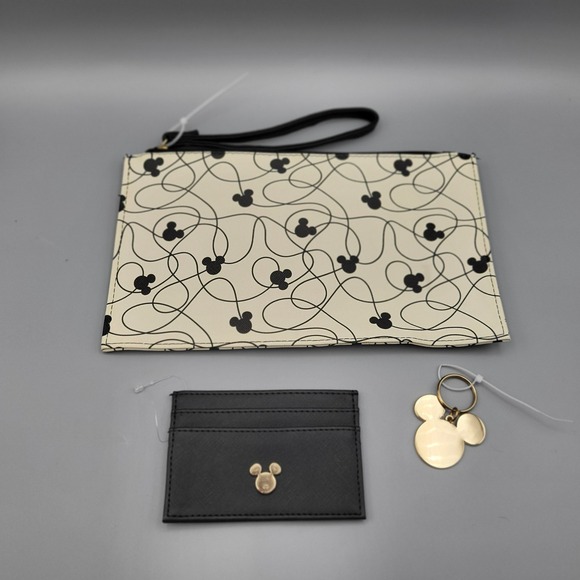 Bioworld Handbags - Bioworld Disney Mickey Mouse Wristlet, Keychain, & Card Wallet Set Faux Leather